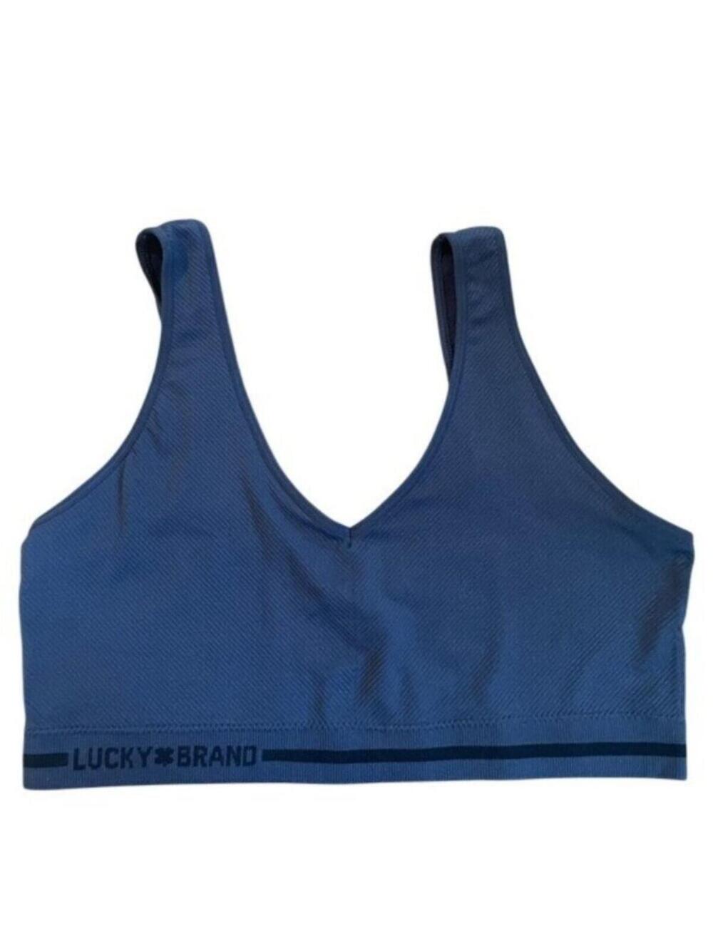 Lucky Brand Dark Grey Blue Ribbed Sports Bra Size 2X Plus